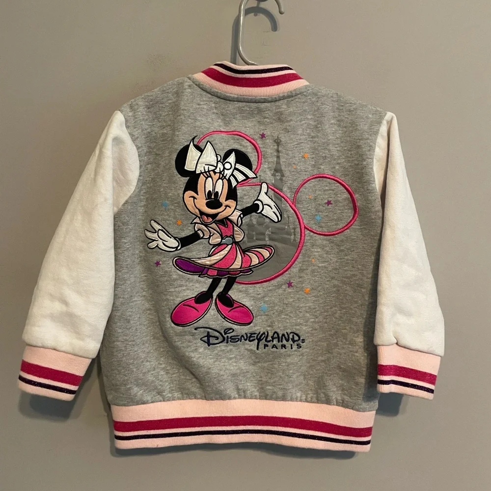 DISNEY Minnie Mouse Letterman Jacket Pink Disney World‎ 30th anniversary size 4